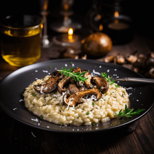 Wild Mushroom Risotto with Parmesan and White Truffle Oil Recipe